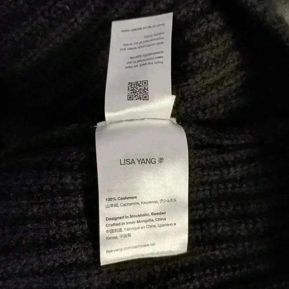 Lisa Yang Margit 100% Cashmere Sweater One Shoulder Ribbed Black Women's 2 - Picture 6 of 6